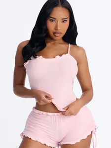 Women Kiss Goodnight Ruched Cami PJ Short Set - Comfortable & Stylish Sleepwear for Women - Clothes, Womenswear