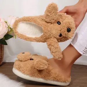 Cozy Cartoon Dog Plush Slippers for Women Fuzzy Lined Warm Comfort House Indoor Outdoor Shoes