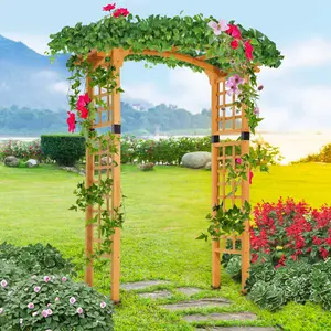 7.5' Solid Fir Wood Round Arbor - Rustic Outdoor Pergola-Style Trellis for Climbing Plants, Ideal for Home Improvement Projects, Garden Entryways, Backyard Patios