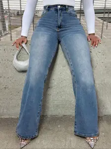Women's Loose-Fitting Denim Jeans, Comfortable Wide-Leg Jeans for Daily Wear, Stylish Ladies' Fashion Bottoms, Perfect for Casual Jean Pants Bottoms