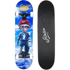 Sefulim 31 X 8 Inch Complete Skateboard 7 Layer Canadian Maple Double Kick Deck Concave Cruiser Trick Skateboard for Boys Girls Teens Adults Beginner ﻿