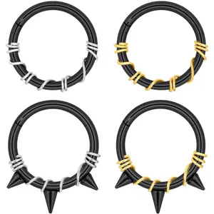 4 count Septum Clicker Ring 16g Nose Rings Hoops Helix Rook Conch Cartilage Daith Tragus Earrings   for Women Men
