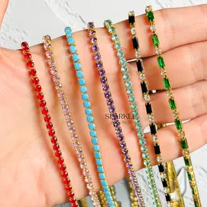 Candy Tennis Necklace | Brass 18k , 15” long 