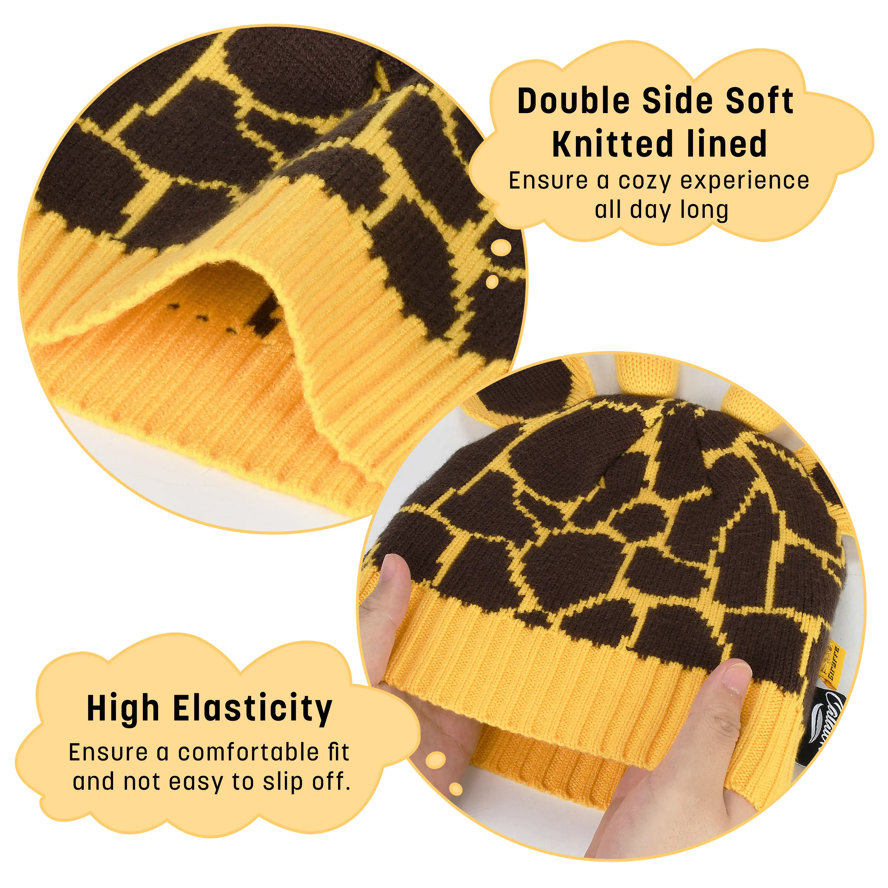 Catalonia Giraffe Knit Hats, Warm Winter Beanie Cap for Ages 6-10, Cute Gift Idea for Boys and Girls, Perfect for Birthday and Christmas