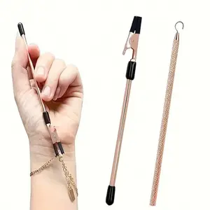 1/2pcs Jewelry Fastening Tool Set - Flat Nose Pliers & Serrated Teeth For Bracelets, Necklaces, Watches,Stainless Steel Bracelet Fastener Helper, Jewelry Helper Bracelet Clasp Helper, Portable Bracelet Tool Jewelry And Hooking Equipment Bracelet Attachmen