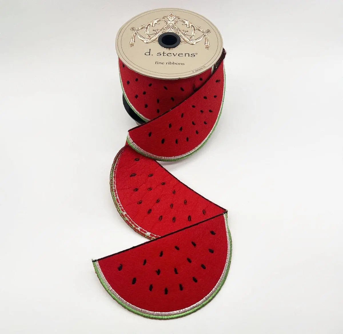 Felt Embroidery Watermelon Garland, Red Green Ribbon