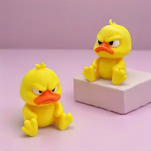 2/4 Pcs Funny Angry Yellow Duck Decor, 3D Printed Upturned Beak Duck Statues, Waterproof No Power Needed, Versatile Decor for Home, Office, Car, Garden & Holiday Gifts