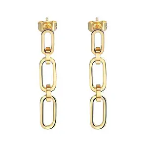 Stately Steel Stainless Steel Rectangular Chain Link Drop Earrings