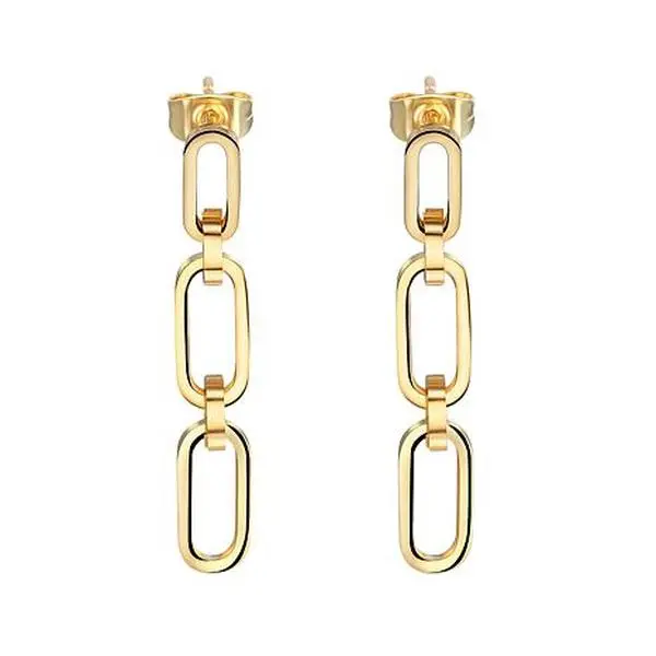 Stately Steel Stainless Steel Rectangular Chain Link Drop Earrings