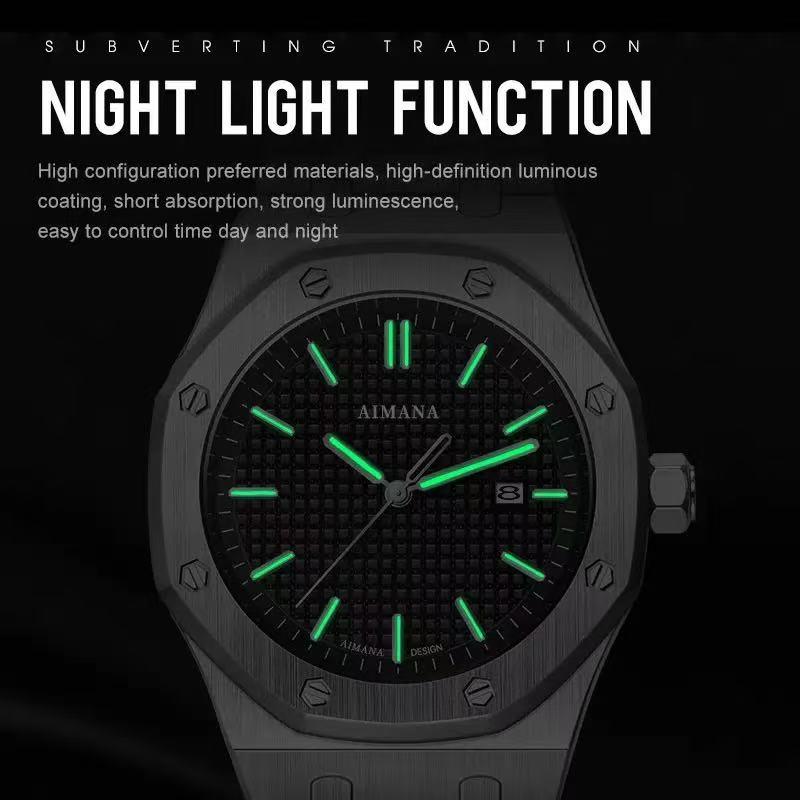 Buy One Get One Free – AIMANA Fashion & Versatile Watch with Original Swiss Movement, Calendar Function, Mechanical Style, Sapphire Crystal, Alloy Strap, Luminous and Waterproof Design