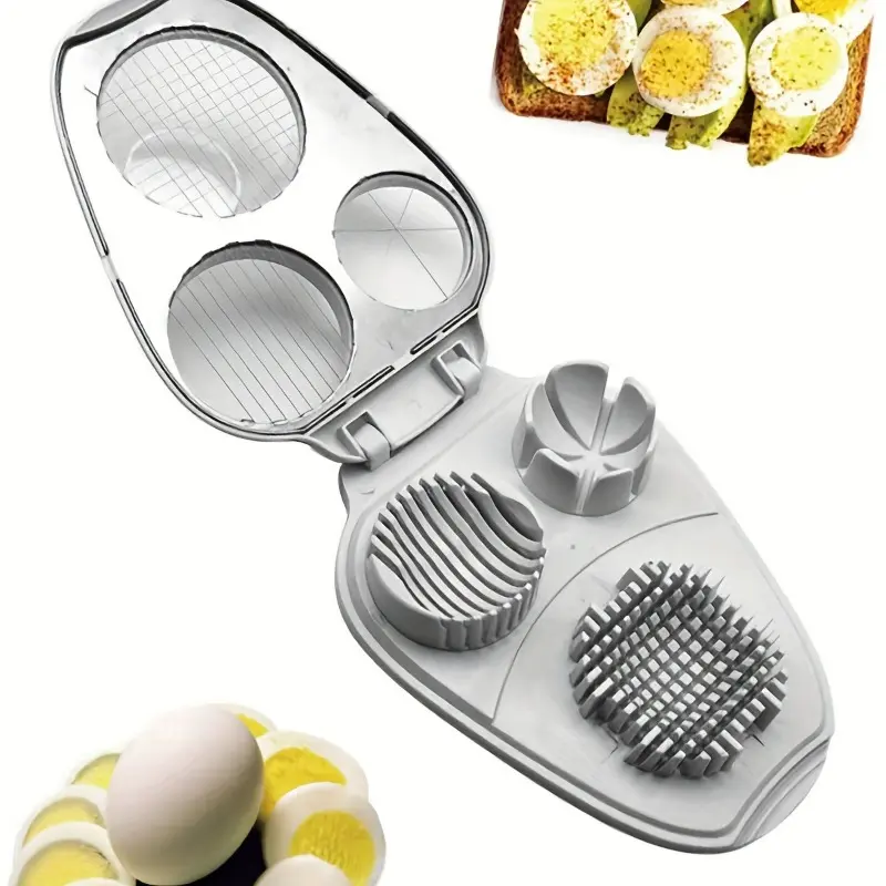 Heavy Duty Manual 3-in-1 Egg Slicer, Crusher & Dicer with Stainless Steel 430 Circular Blade - Multifunctional Kitchen Tool for Home & Commercial Use, Easy to Clean, Precise Slicing, Dicing & Crushing, Compact Design for Small Kitchens,