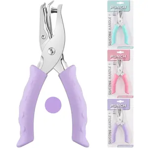 Hole Punch,  Single Hole Puncher Metal with Soft-Handled for DIY Craft Tags Clothing Ticket Scrapbook Tool, 3 Colors Options