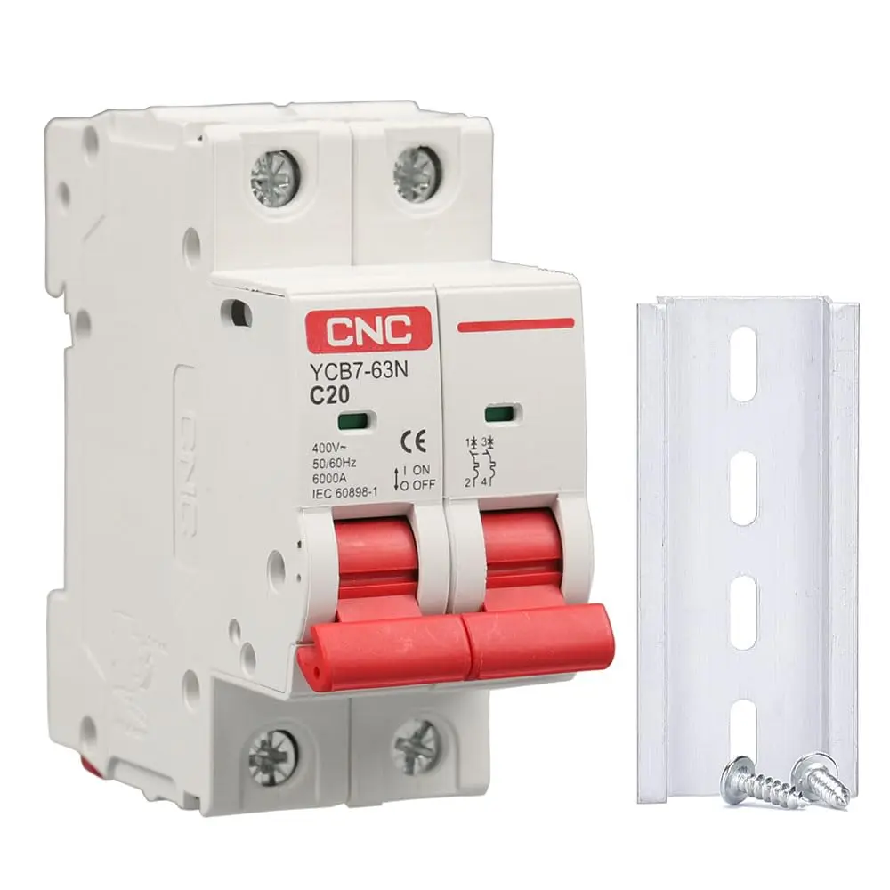 AC Miniature Circuit Breaker, 40 Amp 120V/240V 2 Pole DIN Rail Mount Circuit Breaker, Thermal Magnetic Trip, Solar AC MCB Disconnect Switch MCB (40Amp)