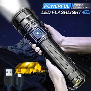 2026 Upgrade Ultimate Rechargeable LED Flashlight 5 Modes Waterproof Long Lasting Power Durable Brightness for Emergencies Camping Outdoor Portable Rugged Grip Multipurpose Type-C Output