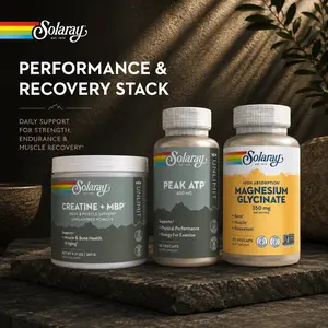 Solaray Longevity Performance Stack – Creatine + MBP + Peak ATP + Magnesium Glycinate – Healthy Aging Daily Routine