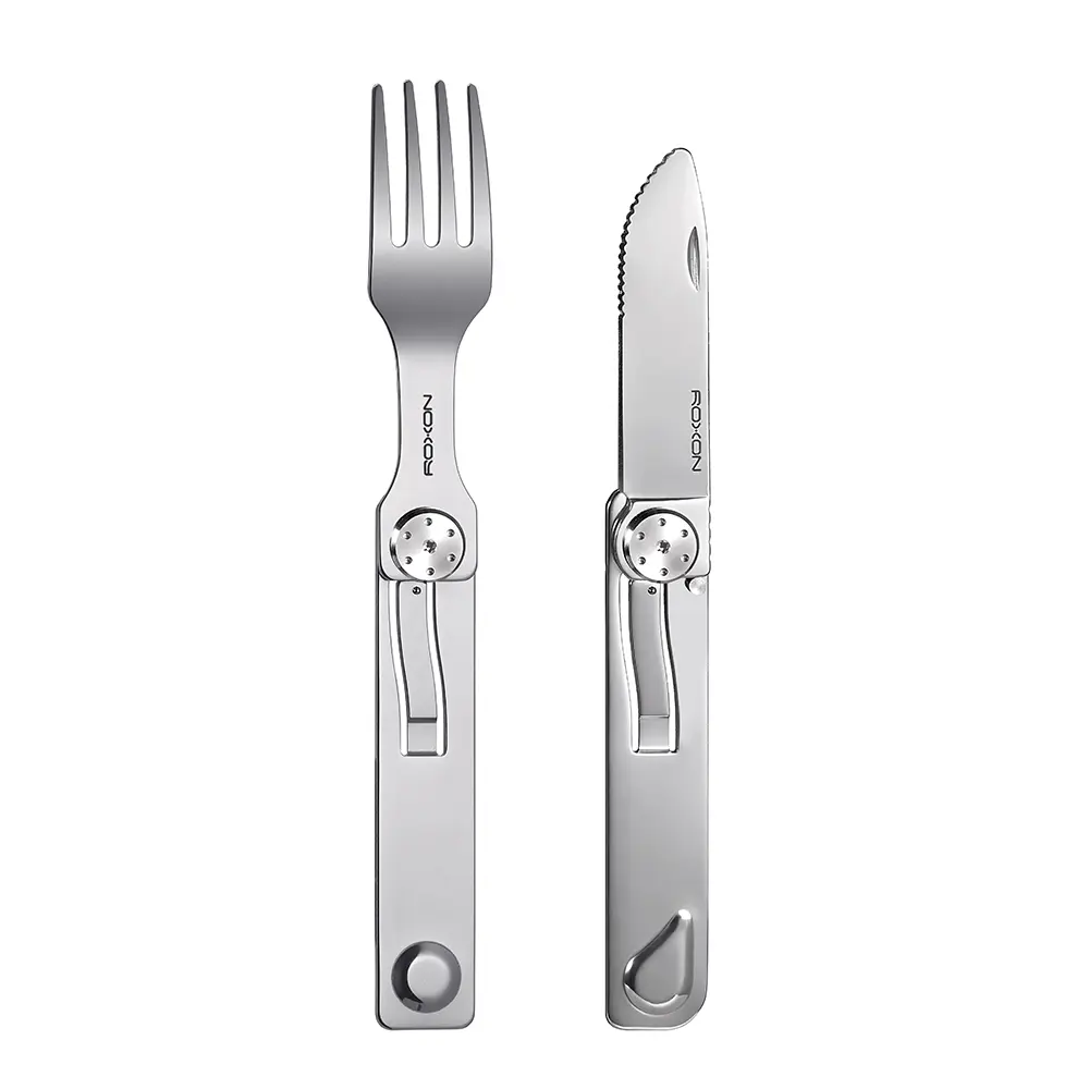 Roxon C3 2-in-1 Detachable Folding Fork & Knife Camping Utensils EDC Tool - Portable Outdoor Hiking Tableware