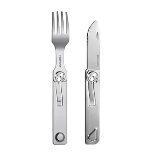 Roxon C3 2-in-1 Detachable Folding Fork & Knife Camping Utensils EDC Tool - Portable Outdoor Hiking Tableware