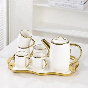 Ceramic Tea Set, 1 Set Including 1 Teapot & 6 Teacups, Luxury Matcha Tea Set for Home Office Use, Wedding Gift