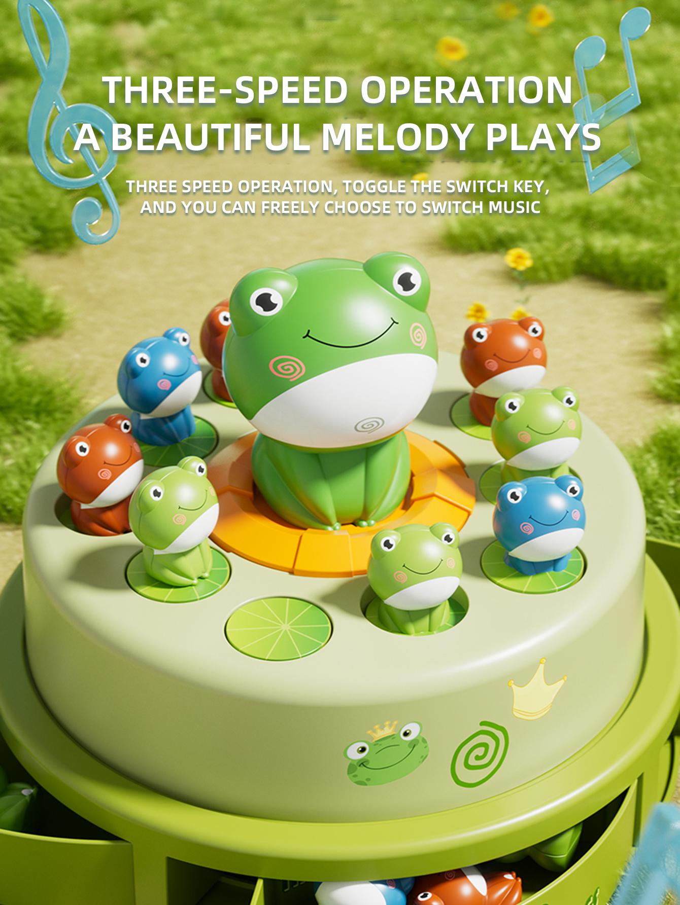 Jumping Animal Toy, Bouncing Frog Toy,Sound Light Green Frog Bounce Toy, Ejection Frog Turntable Sound Light, Interactive Play Concentration Training For Kids,Christmas gift