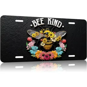 Be Kind Princess Front License Plate 6x12 – Cute Flower Aluminum Vanity Tag for Car Truck SUV – Positive Message Gift for Her