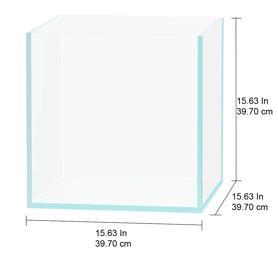 15 Gal Low Iron Square Small Rimless Cube Fish Tank - High Brightness Betta Aquarium, 15.63"x15.63"x15.63", German High-Quality Aquarium Glue, Double-Boxed Transportation Protection