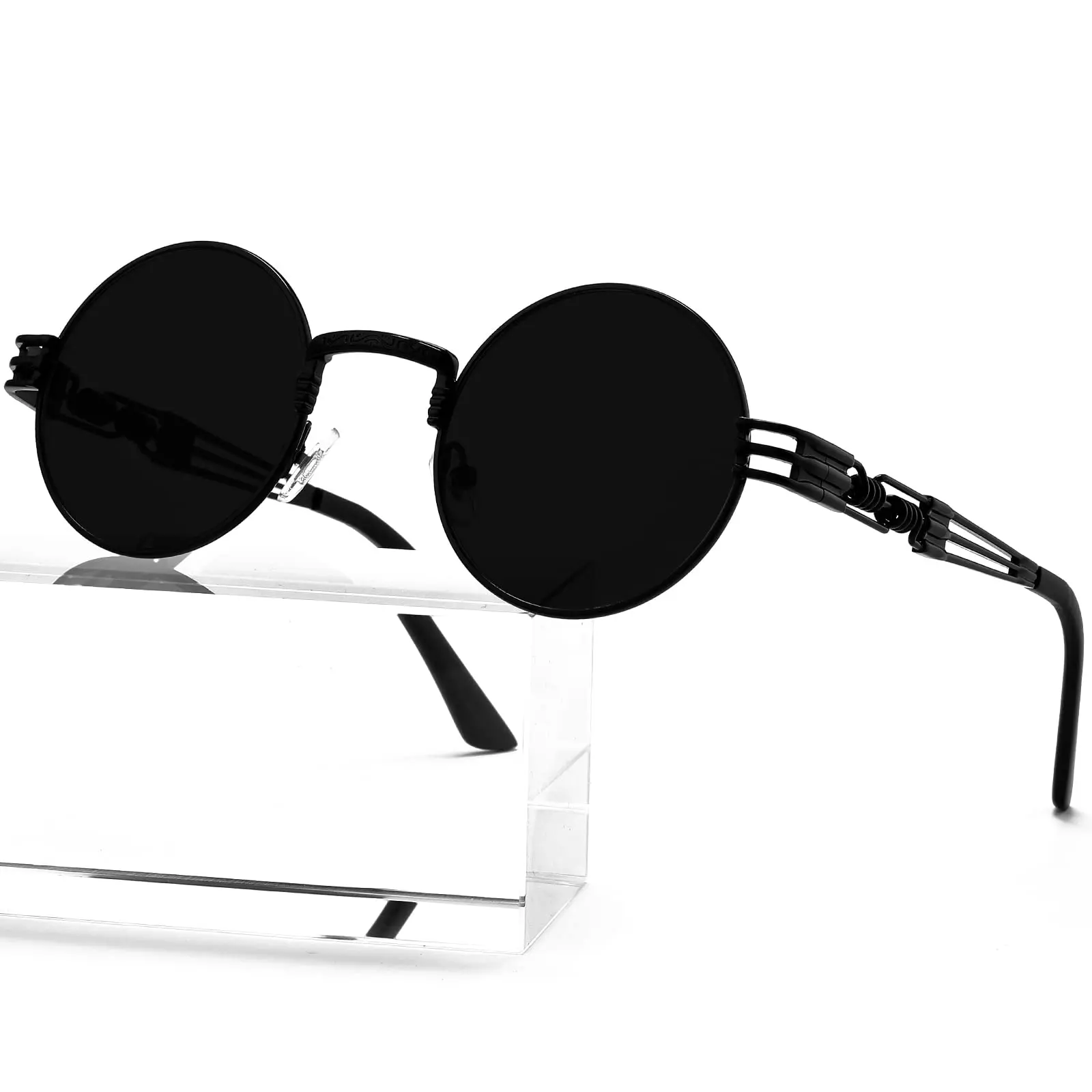 Round Steampunk Sunglasses Circle Lennon Hippie Glasses Metal Frame Uv Blocking Lens