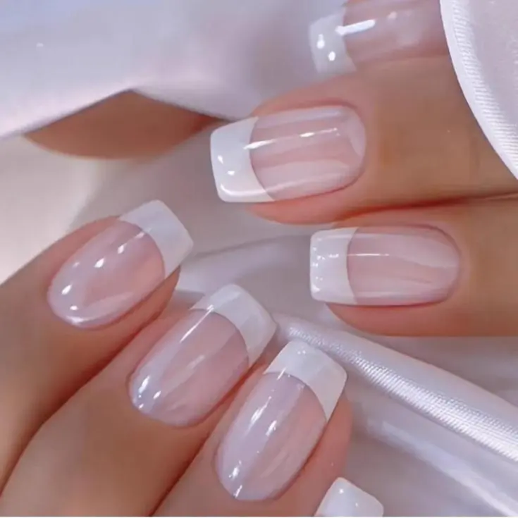 French Tips Square Almond French Tip Press on Nails Coat Squoval Press on Nails DIY Manicure Gift for Women #Summervibes outdoorfun