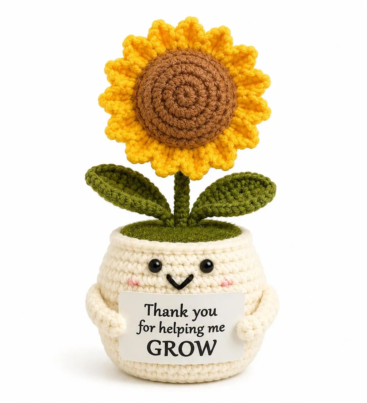 Cute Crochet Flower Pot - Tulip-Sunflower Themed Small Home Desk Decor, Home Supplies Gift for Teachers, Festive Party Gift