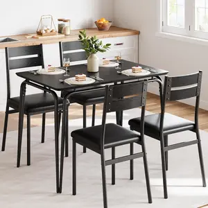 【Christmas Gift】Dining Table with 4 Chairs,Kitchen Table and Chairs for 4, 5 Piece Dining Table Set for 4 Dining Room Table Set, Dinner Table Set for 4, Rectangular 4 Seater Dinette Set