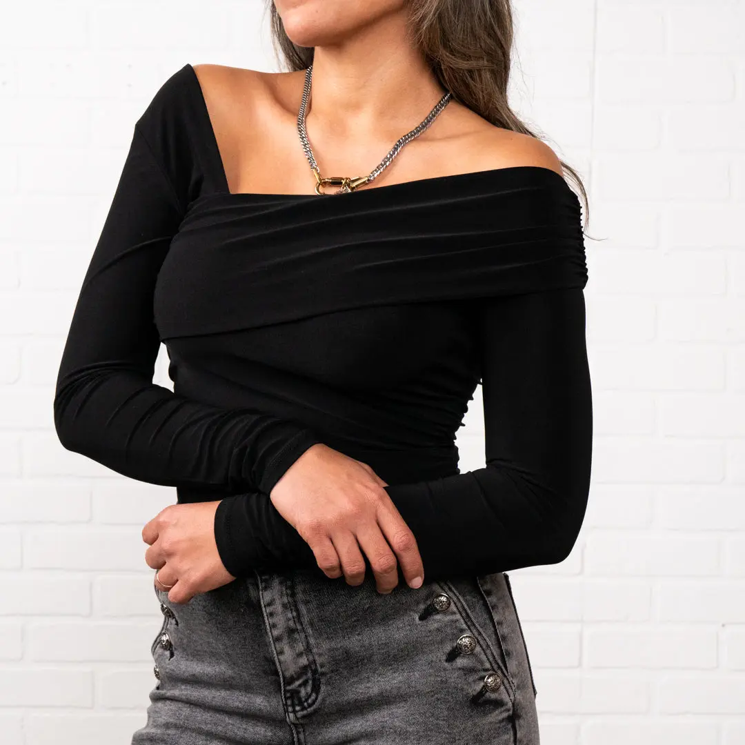 Lauren Long Sleeve Off-Shoulder Top – Casual Comfortable Fashion Shirt for Women