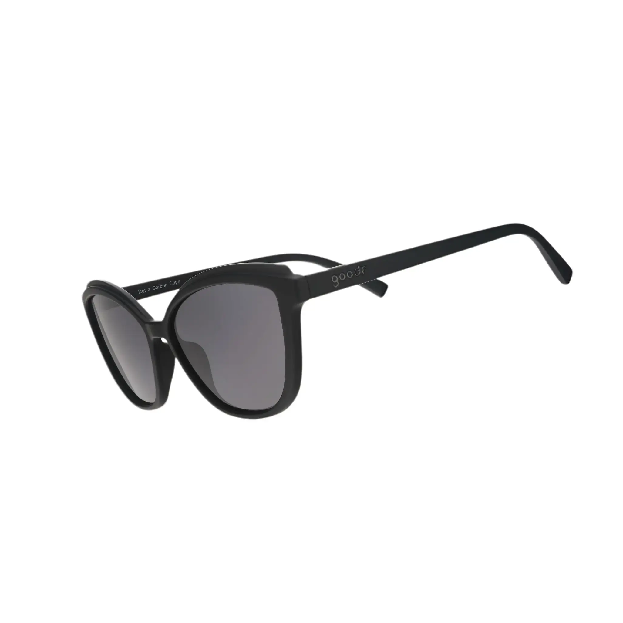 goodr Not a Carbon Copy Medium Size (Pounce G) Solid Black Frame with Black Lens, UV400, No Slip No Bounce No Tangle