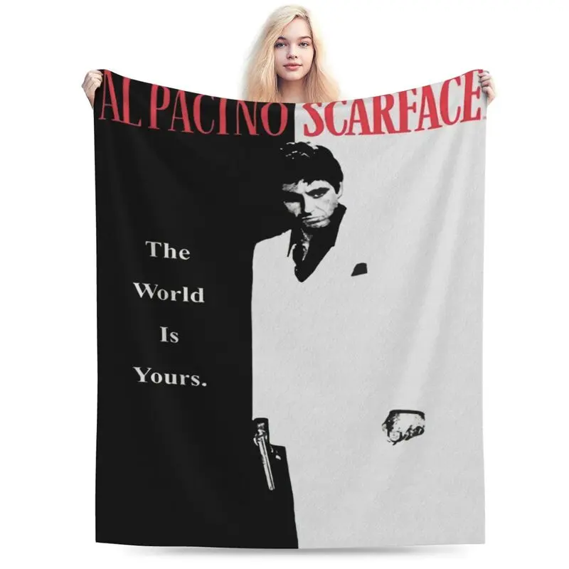 Scarface Film-Inspired Modern Tufted Microfibre-Flannel Cotton Blend Blanket - Durable, Wrinkle-Resistant, Plush-Soft, Breathable, Lightweight, Fade-Resistant, Machine Washable, Home Sofa Throw (130x150cm/50x60in) for Family, Movies, Friends