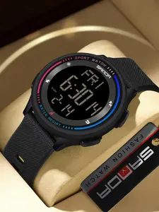 Men's Sporty Digital Wristwatch, Fashionable with Luminous Dial & Waterproof Wrist Watch Feature for Daily Life, Sportive Digital Watch, Modern Waterproof Watch