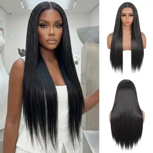 Synthetic Lace Front Wig 13x6 Lace Front Wigs Pre Plucked Long Straight Natural Black Wigs For Black Women 30Inch Ready to Wear Wigs With Baby Hair 200% Density Summervibes