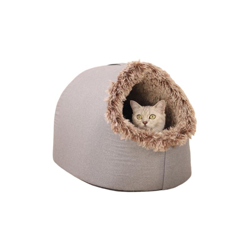 Cozy Enclosed Pet Bed Portable Cat and Dog House with Comfortable Long Fur Lining Ideal for Cats and Small Dogs Perfect for Warm Cozy Rest