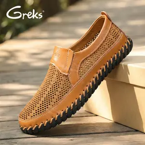GREKS Men's Breathable Mesh Casual Slip-On Shoes, Summer Loafers, US 7-12.5