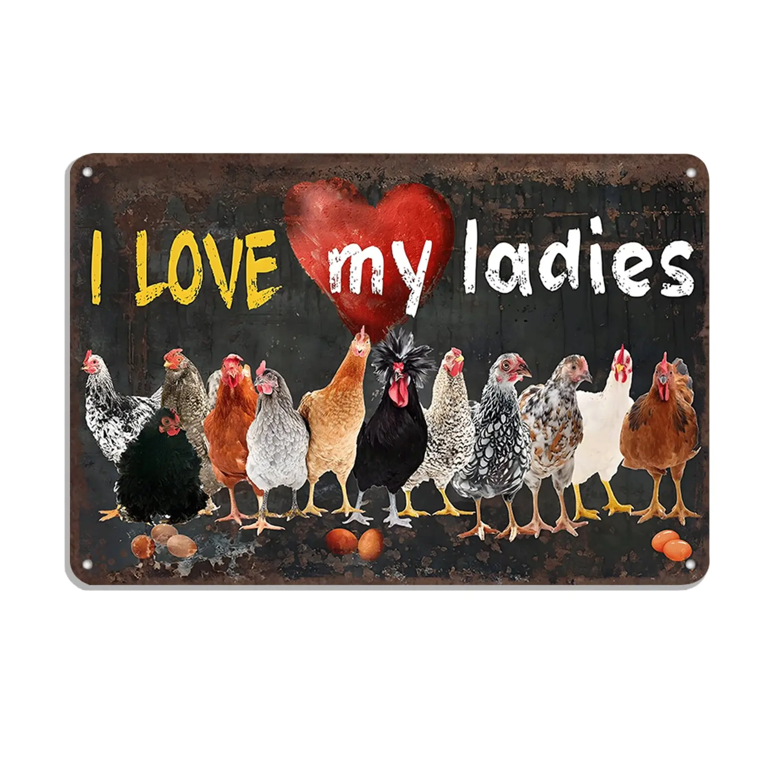 Vintage Aluminium Chicken Coop Sign - 8x12 in Funny "I Love My Ladies" Vintage Metal Sign, Easy-Hanging Cottagecore Farmhouse Wall Decor Plaque for Home Supplies