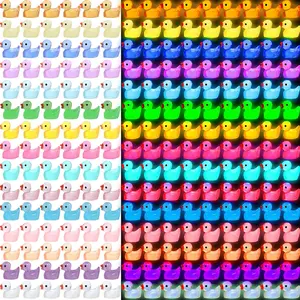 225 Pieces Luminous Mini Resin Ducks Glow in The Dark Bulk Tiny Duck for Garden Micro Landscape Ornament 15 Vibrant Colors Ideal for Bulk Use