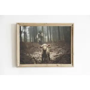 GiftOfHope Lost Sheep Horizontal, Jesus The Good Shepherd Art, Faith-Inspired Christian Painting, Religious Wall Decor Christian Gift Unframed