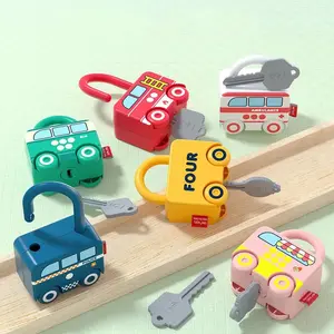 Hatwoo 3pcs Educational Vehicle-Shaped Number Matching Locks Toy with Keys, Colorful Learning Vehicle & Number 1-6 Unlocking Toy - Random Colors, Preschool Number Learning Gift