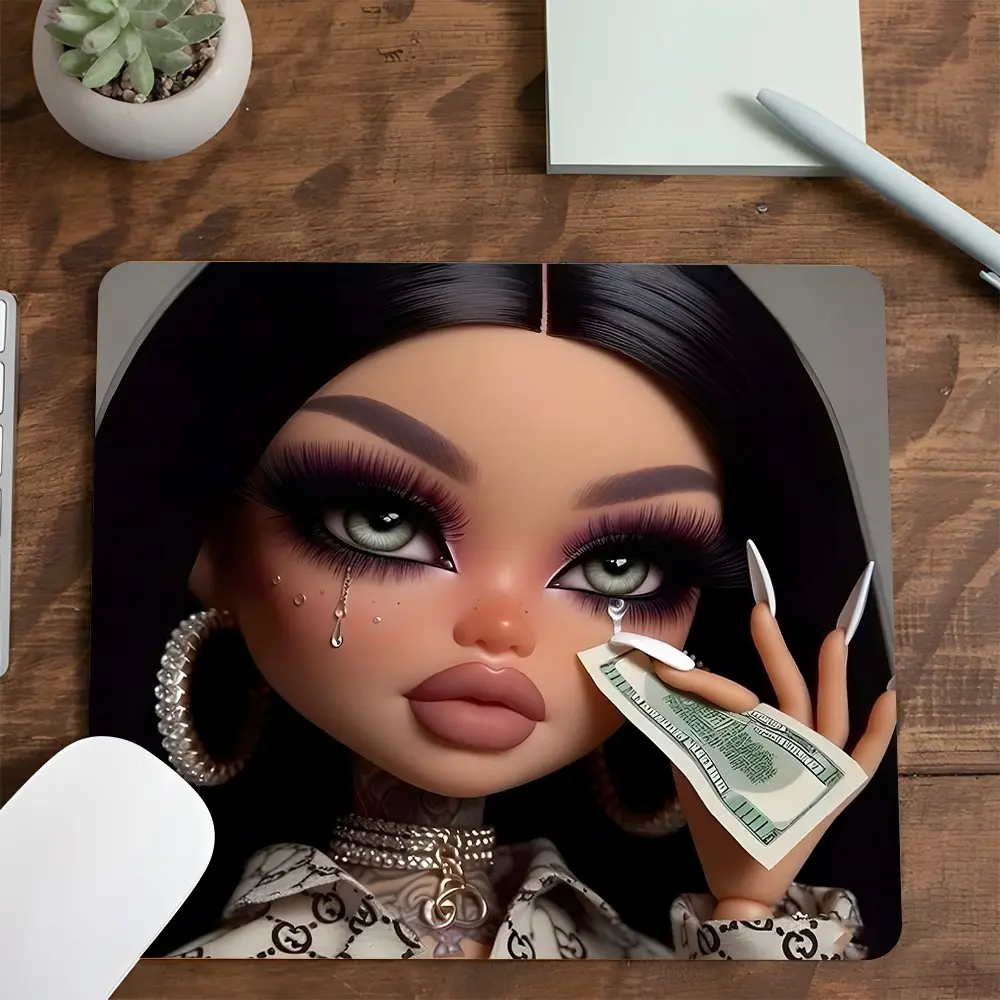 Glam Doll with Money Tears Gaming Mouse Pad, Computer Mouse Pad, Y2K Aesthetic Design, Non-Slip Smooth Surface Mousepad, Gaming Accessory, for PC, Laptop, Office Desk & Gaming Setup, Ideal for Coquette & Trendy Style Enthusiasts
