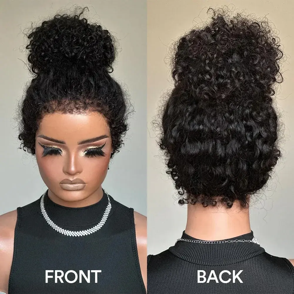Glueless Soft 26 inch Black Kinky Curly 180Density Long  Lace Front Wig For Women  13*4*1  Preplucked Natural Hairline Heat-Resistant