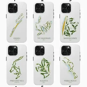 Iconic Golf Course Map Collection Phone Case, Legendary Fairways Series Golf Phone Cover Compatible with iPhone X, 11, 12, 13, 14, 15, 16, 17 Series & Galaxy Series