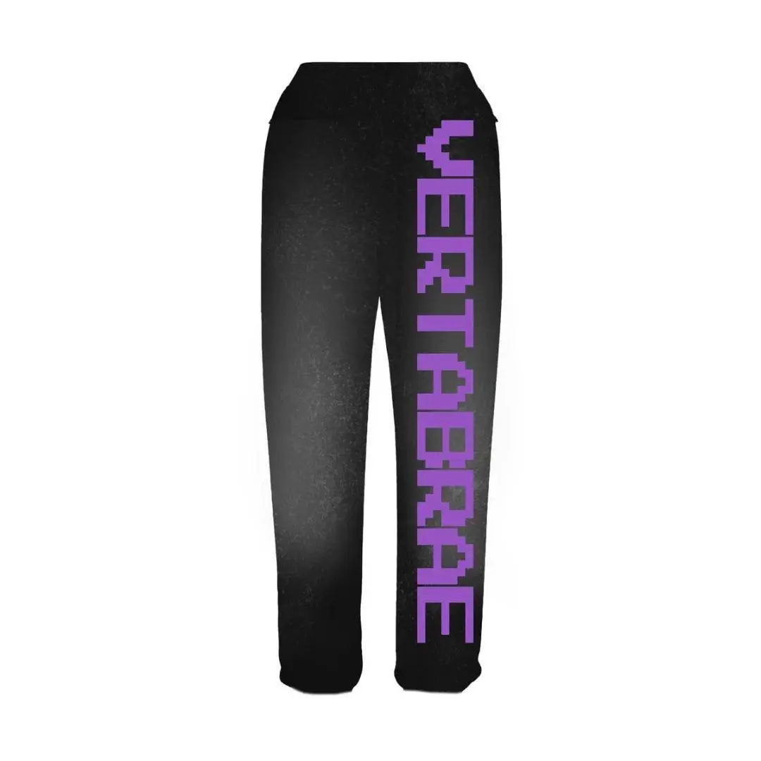 Men's C-2 Vertebrae Design Full-Length Sweatpants - Unisex All-Seasons Relaxed-Cut Athletic Casual Bottoms, Black & Purple Options