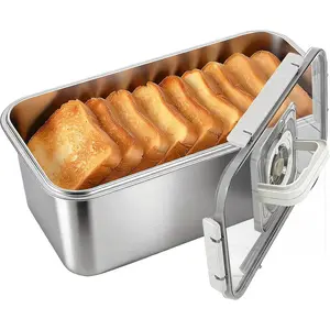 Bread Box Stainless Steel Bread Storage for Homemade Bread, Dishwasher Safe Bread Containers Storage Airtight Loaf, Airtight Bread Storage Container with Lid and Handle