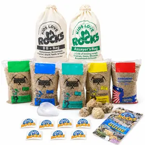 Gemstone Mining Bags Super Sampler Variety Pack – Natural Crystal Dig Kit with Geodes, Selenite Heart & Mixed Color Bags | 25lb Discovery Set