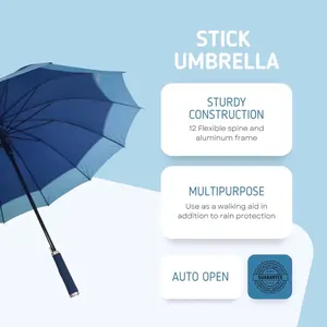 Pack of 4 - Cheery Durable Golf Umbrella with Full-Length Coverage and Automatic Opening - Water-Resistant Canopy - 5 Colors Available