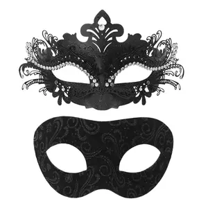 OIDEA 2Pcs Couples Masquerade Mask Set - Glitter Rhinestone Diamond Party Masks for Men and Women