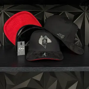 Chiapas México SnapBack hat-black/red suede visor