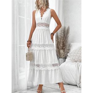 Women's Lace Stitching V-neck Sleeveless Dress